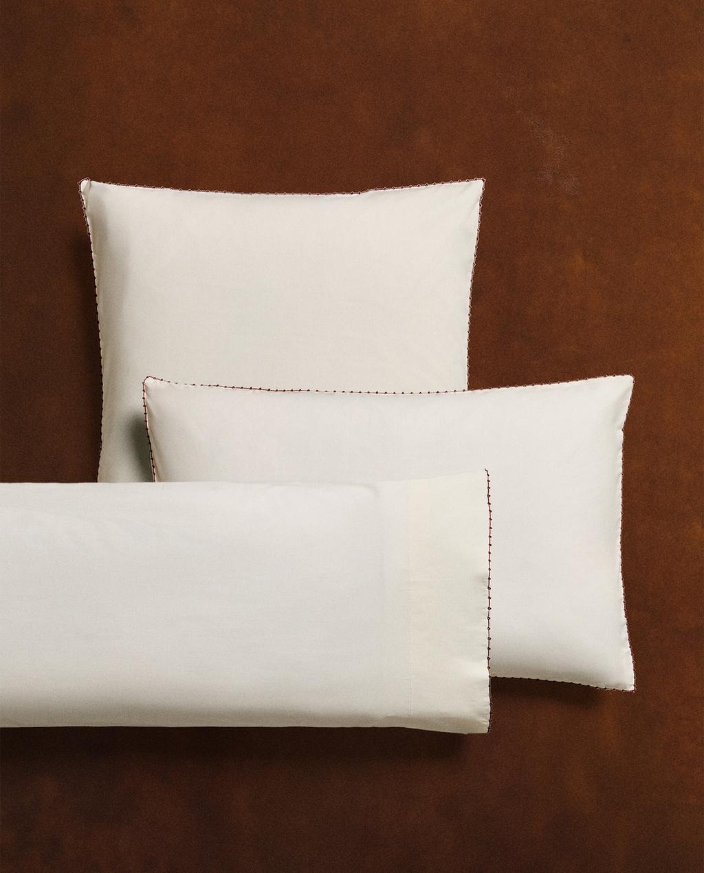 EMBROIDERED PILLOWCASE WITH TRIM