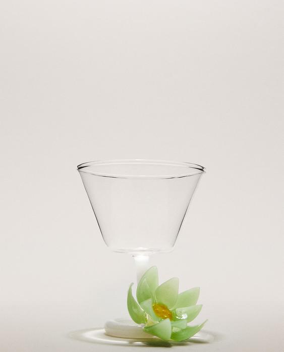 플로랄 프린트 보로실리케이트 잔