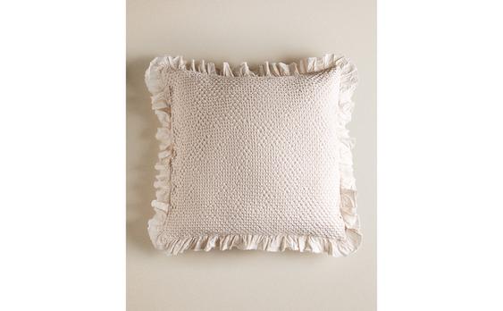 KUDDÖVERDRAG FÖR BARNRUMMET MED MINIVÅFFELSTRUKTUR OCH VOLANG