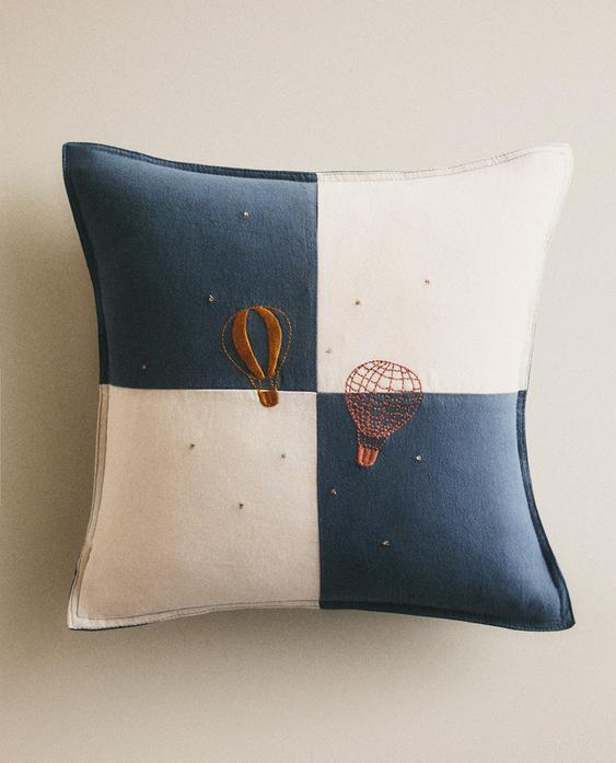 HOUSSE DE COUSSIN ENFANT BRODERIE BALLONS