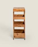 Acacia Wood Storage Unit with Wheels - Versatile & Mobile