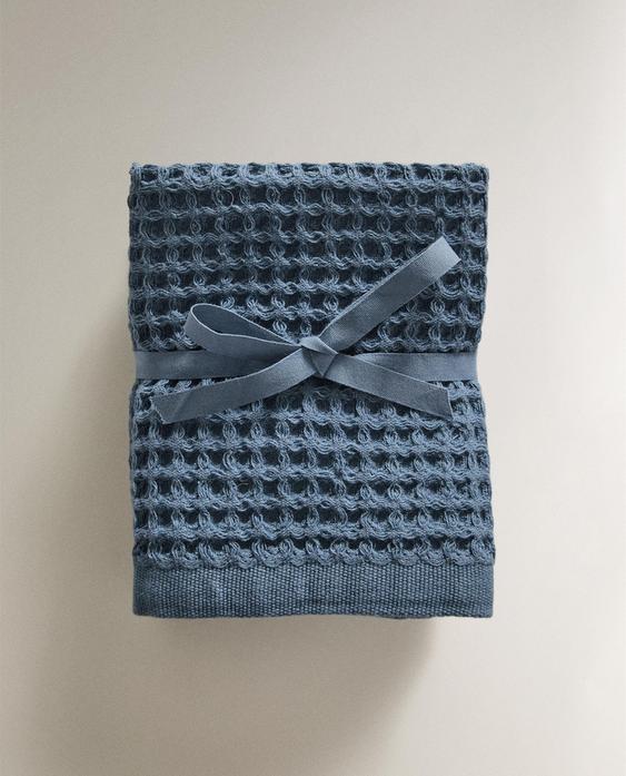 WAFFLE-KNIT COTTON HAND TOWEL (PACK OF 3)