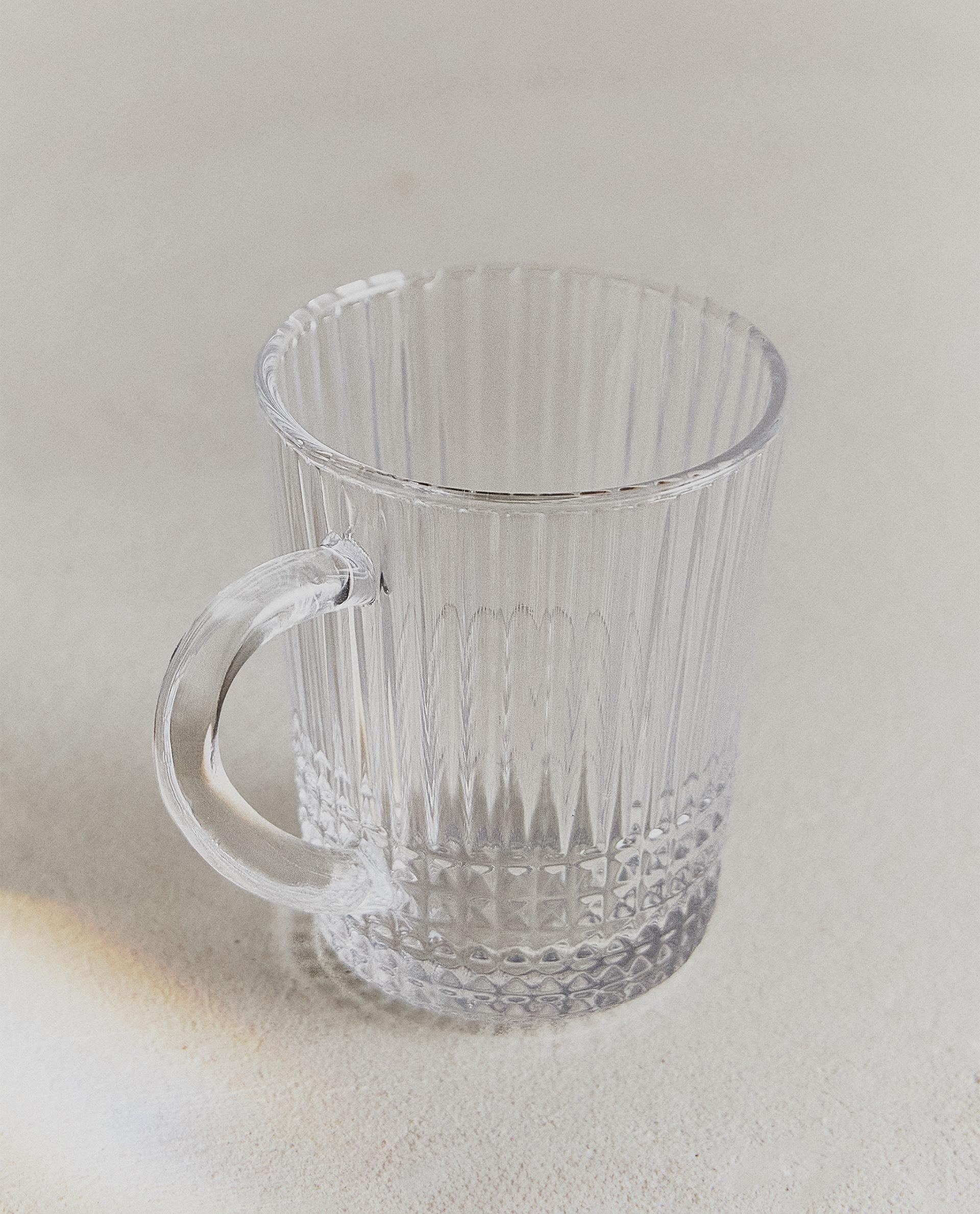 GLASS MUG WITH RAISED GEOMETRIC DESIGN product thumbnail 3