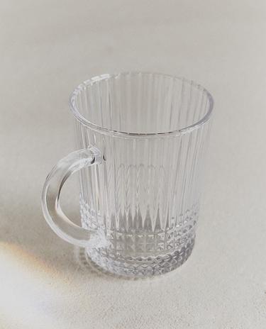 CANECA VIDRO RELEVO GEOMÉTRICO