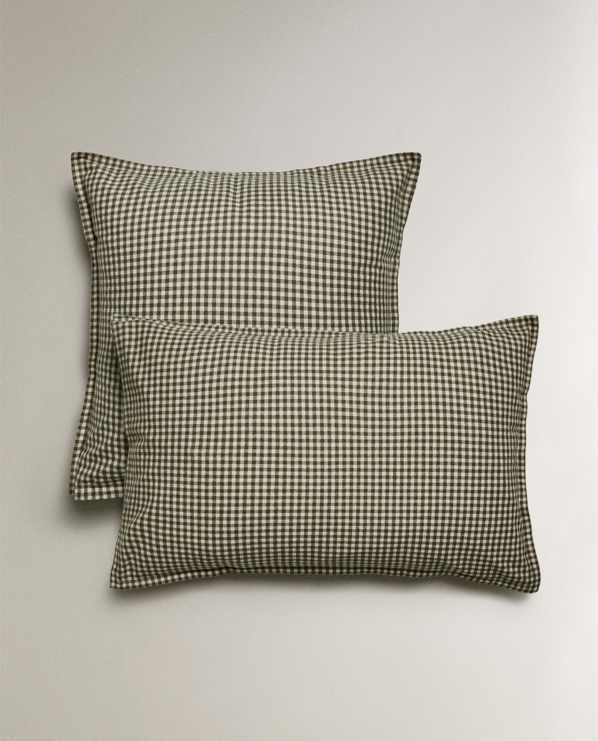 ZARA  グレー系チェック柄シングル掛け布団カバー&ピローケース ZARA HOME グレー系チェック柄シングル掛け布団カバー&ピロー