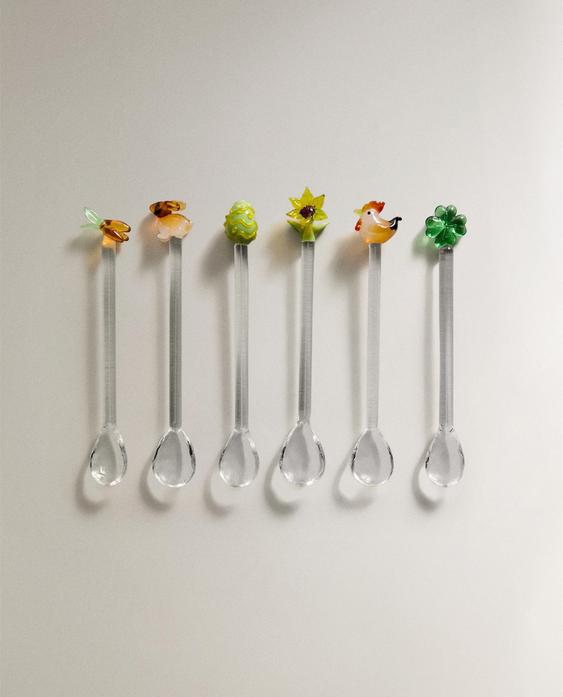 LOT PETITES CUILLÈRES VERRE PÂQUES (LOT DE 6) LOT PETITES CUILLÈRES VERRE PÂQUES (LOT DE 6)