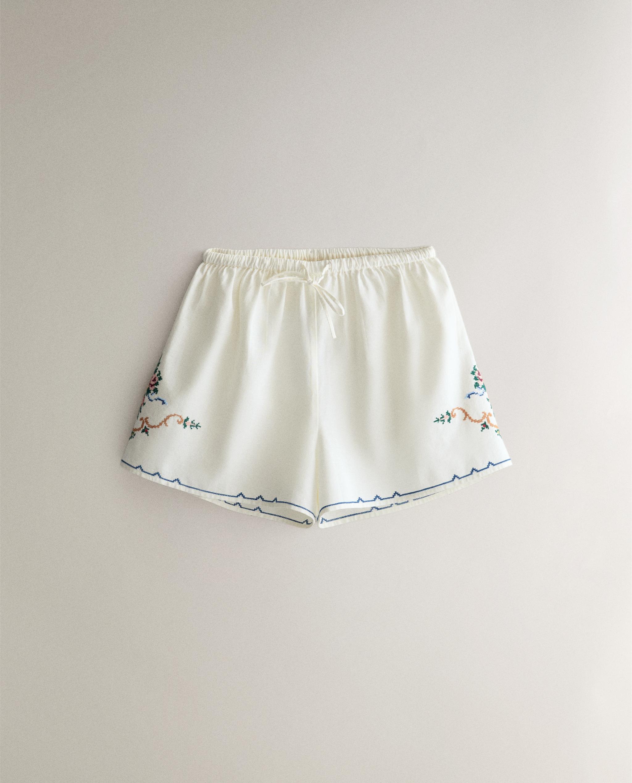 EMBROIDERED COTTON LINEN SHORTS product thumbnail 6
