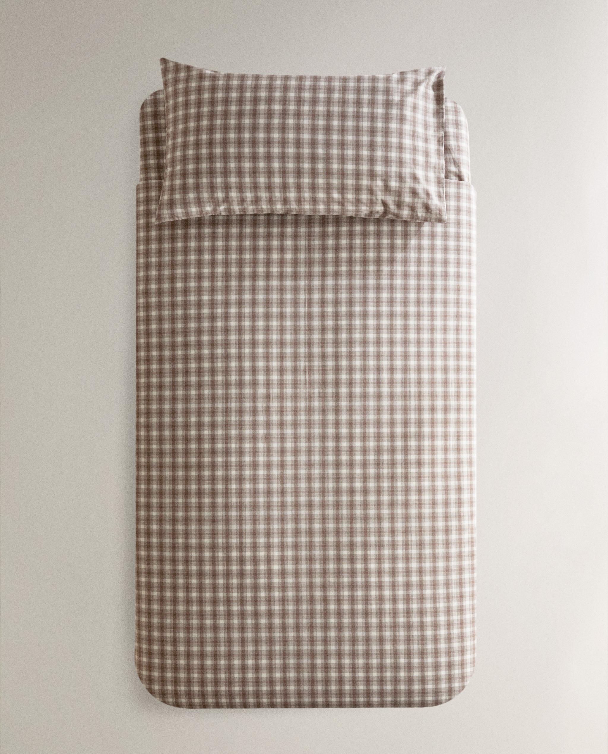 ZARA  グレー系チェック柄シングル掛け布団カバー&ピローケース ZARA グレー系チェック柄シングル掛け布団カバー&ピローケース ZARA