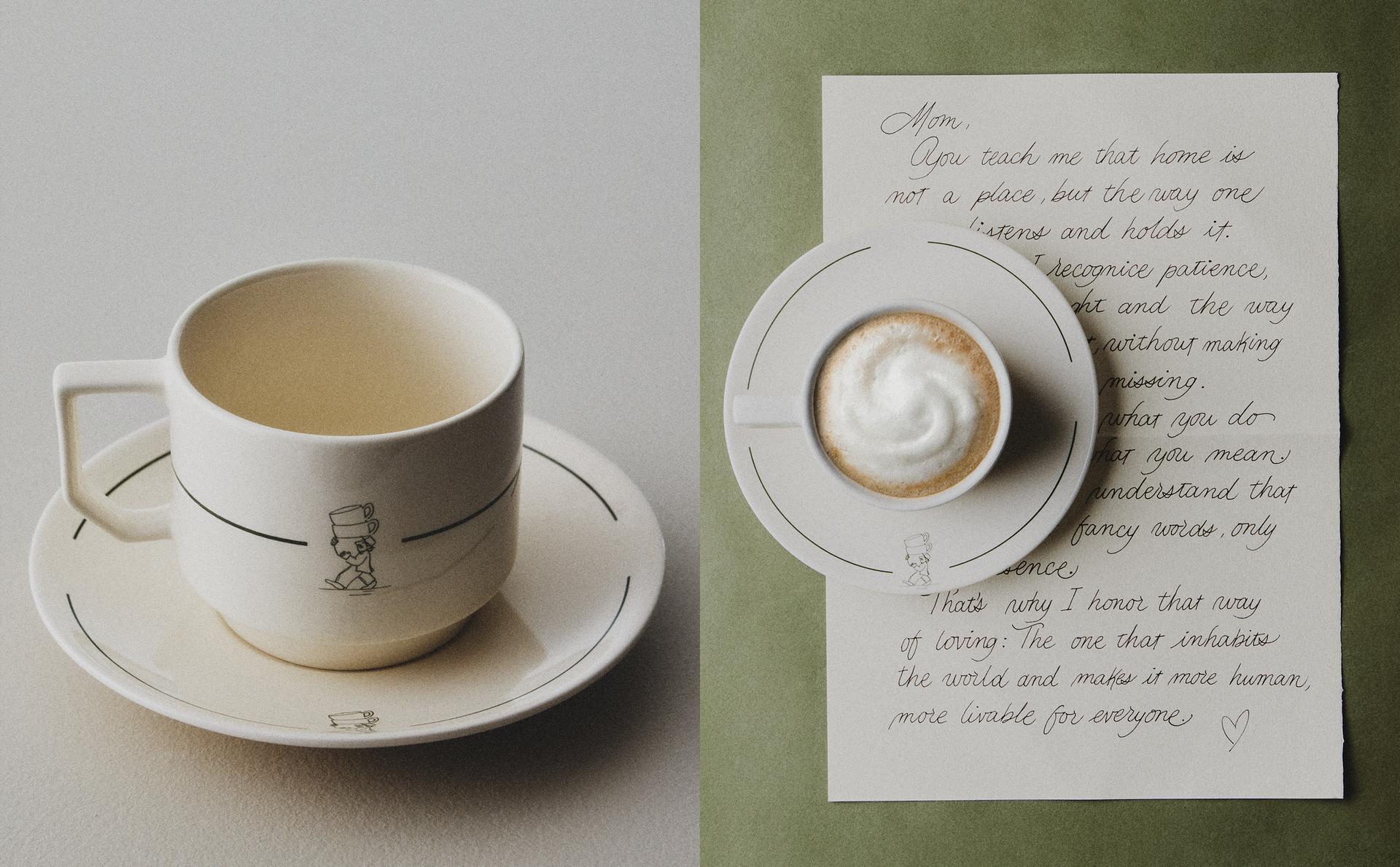 STONEWARE TEACUP AND SAUCER