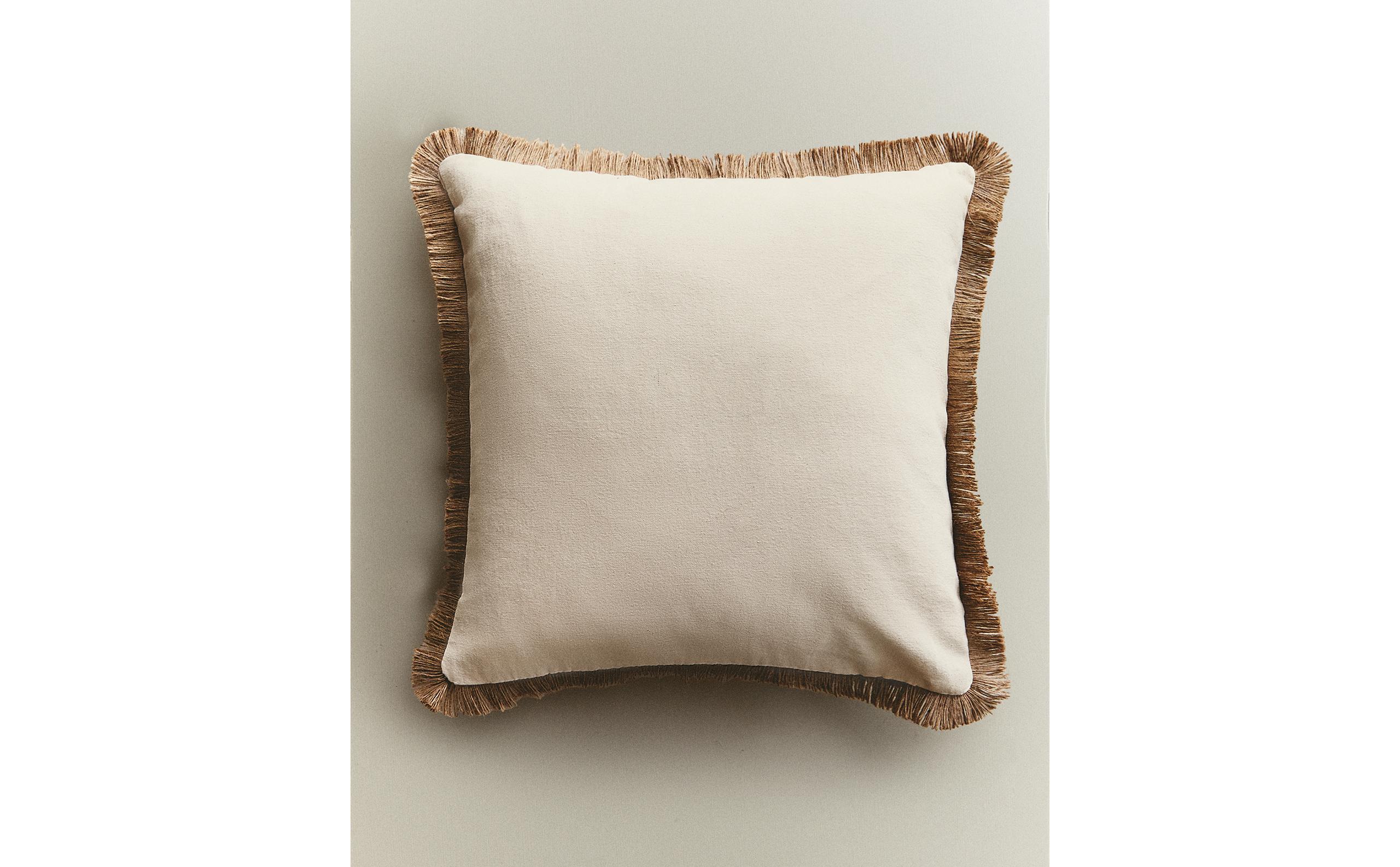CUSHION COVER WITH JUTE FRINGING - Main Image