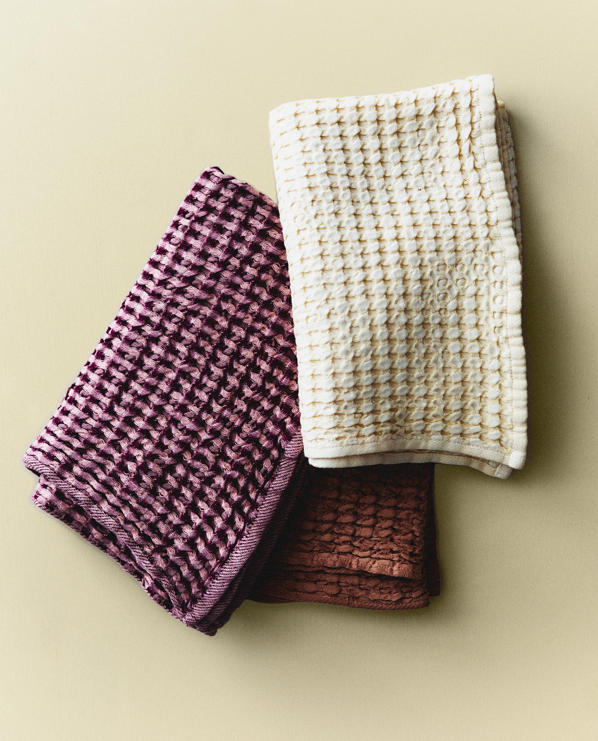 WAFFLE-KNIT COTTON TEA TOWEL (PACK OF 3) X COLLAGERIE