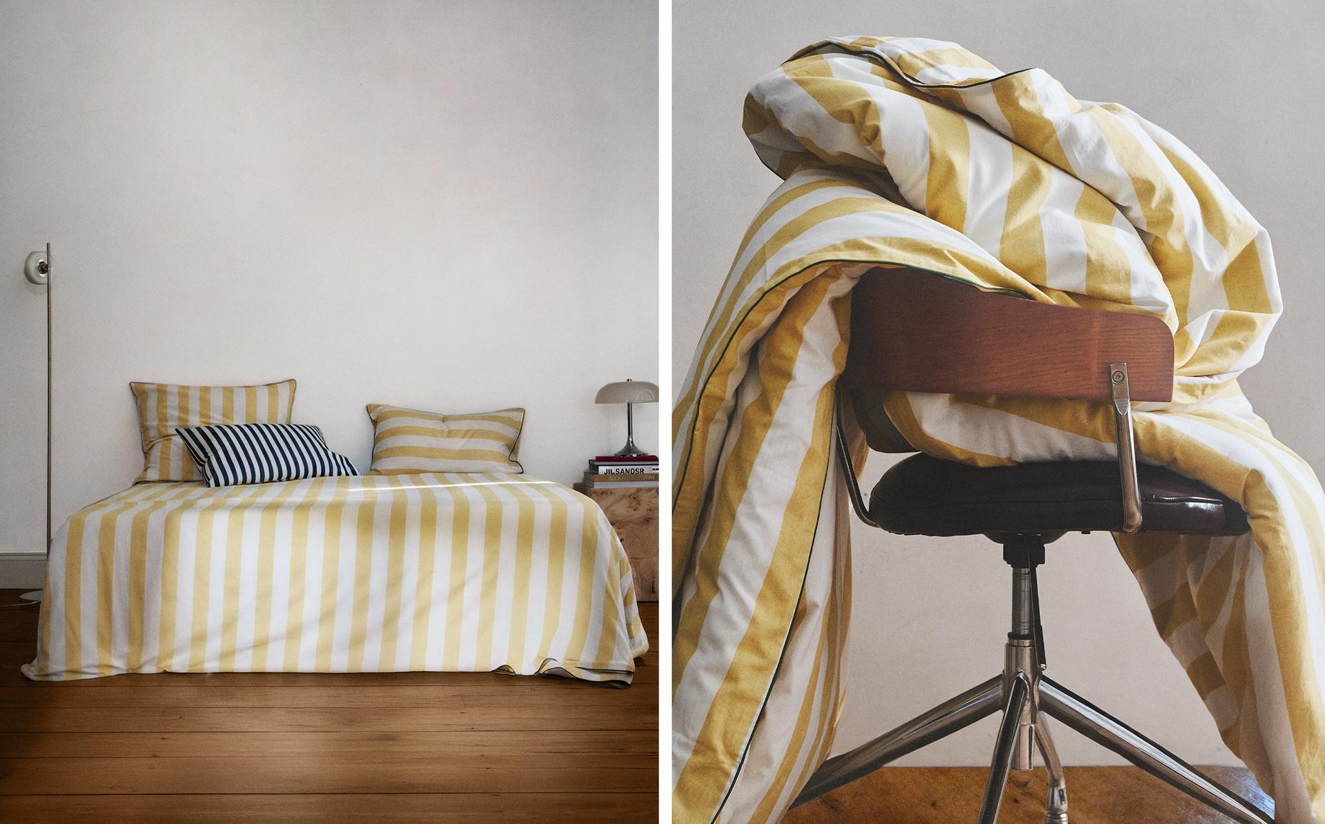 COPRIPIUMINO IN COTONE SLAVATO A RIGHE COPRIPIUMINO IN COTONE SLAVATO A RIGHE