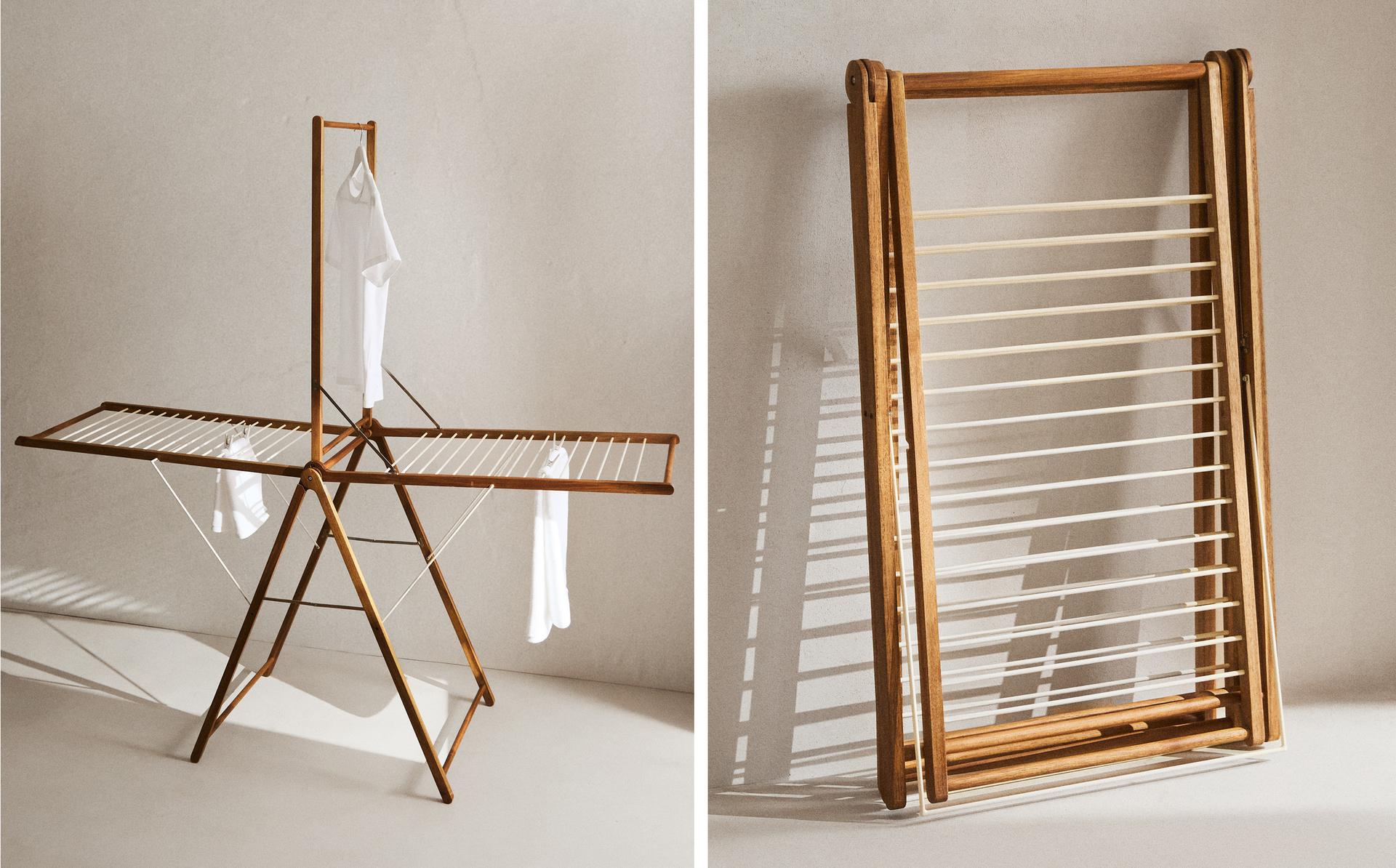 VERTICAL METAL AND WOODEN CLOTHES HORSE