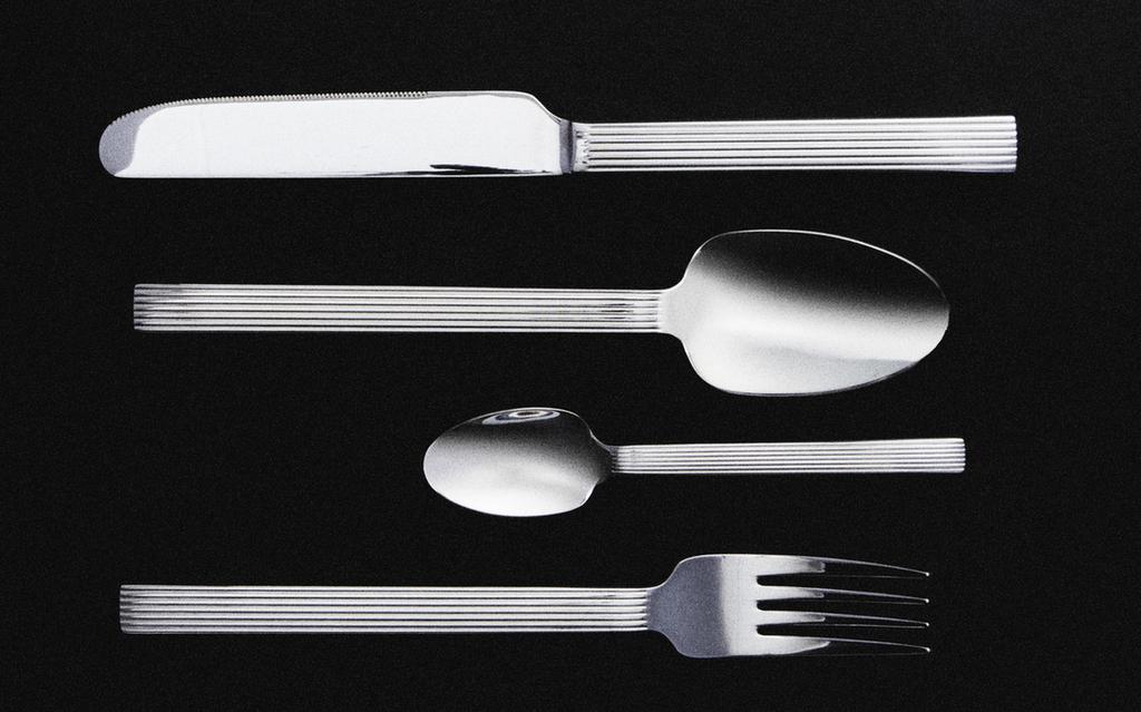 Cutlery set with grooved handle (set of 4)