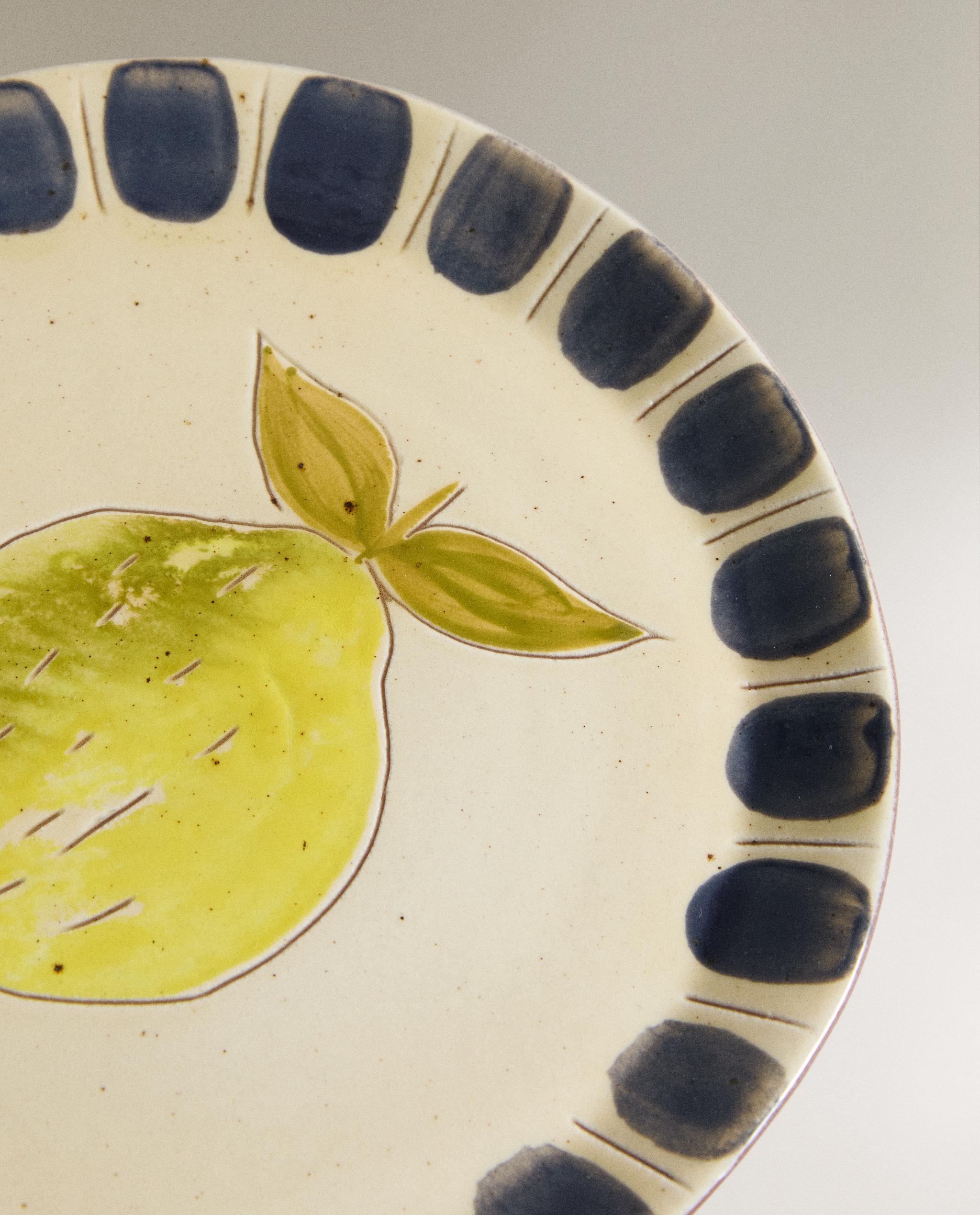 EARTHENWARE DESSERT PLATE WITH FRUIT DESIGN product thumbnail 2
