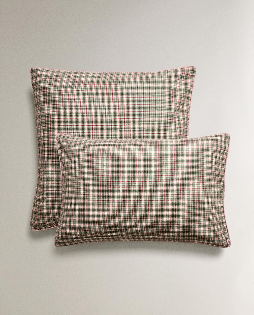 CHILDREN’S CHRISTMAS CHECK FLANNEL PILLOWCASE