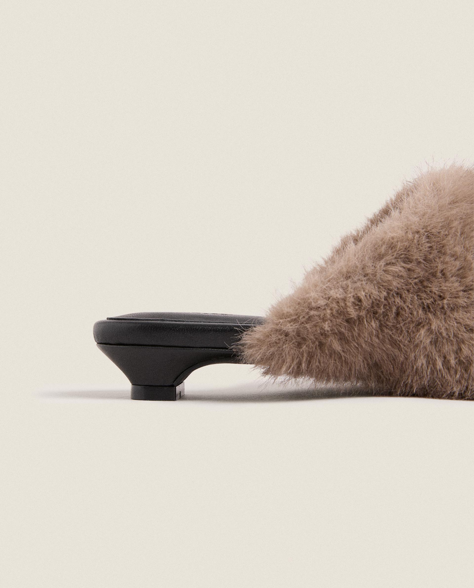 Fur heeled mules shops