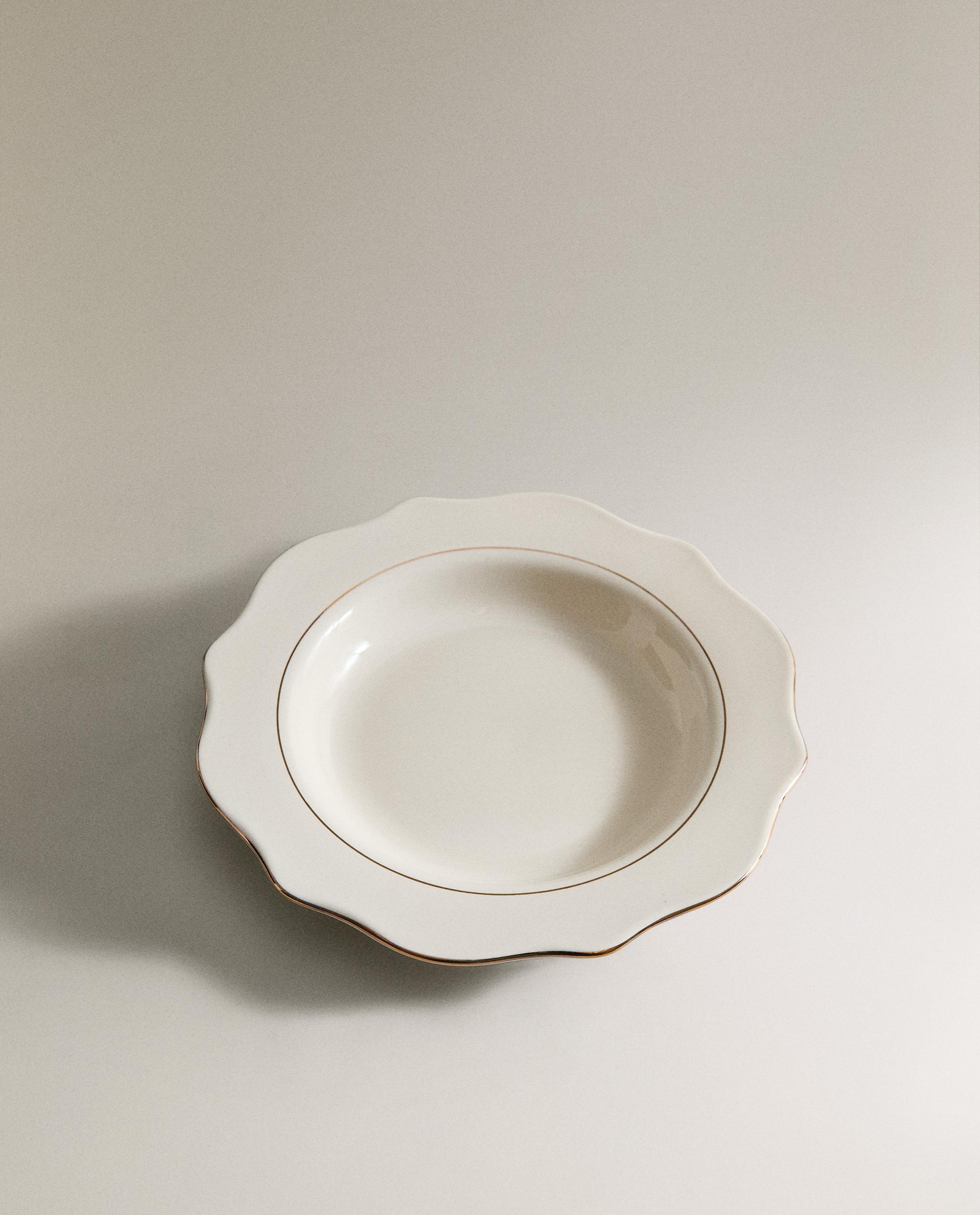 PORCELAIN DESSERT PLATE WITH RIM DETAIL product thumbnail 4