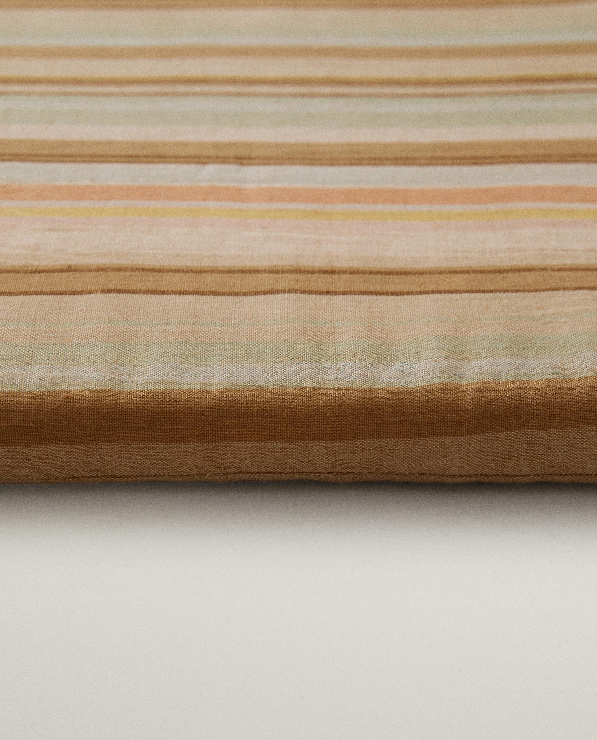 STRIPED COTTON AND LINEN COUCH SEAT CUSHION product thumbnail 3