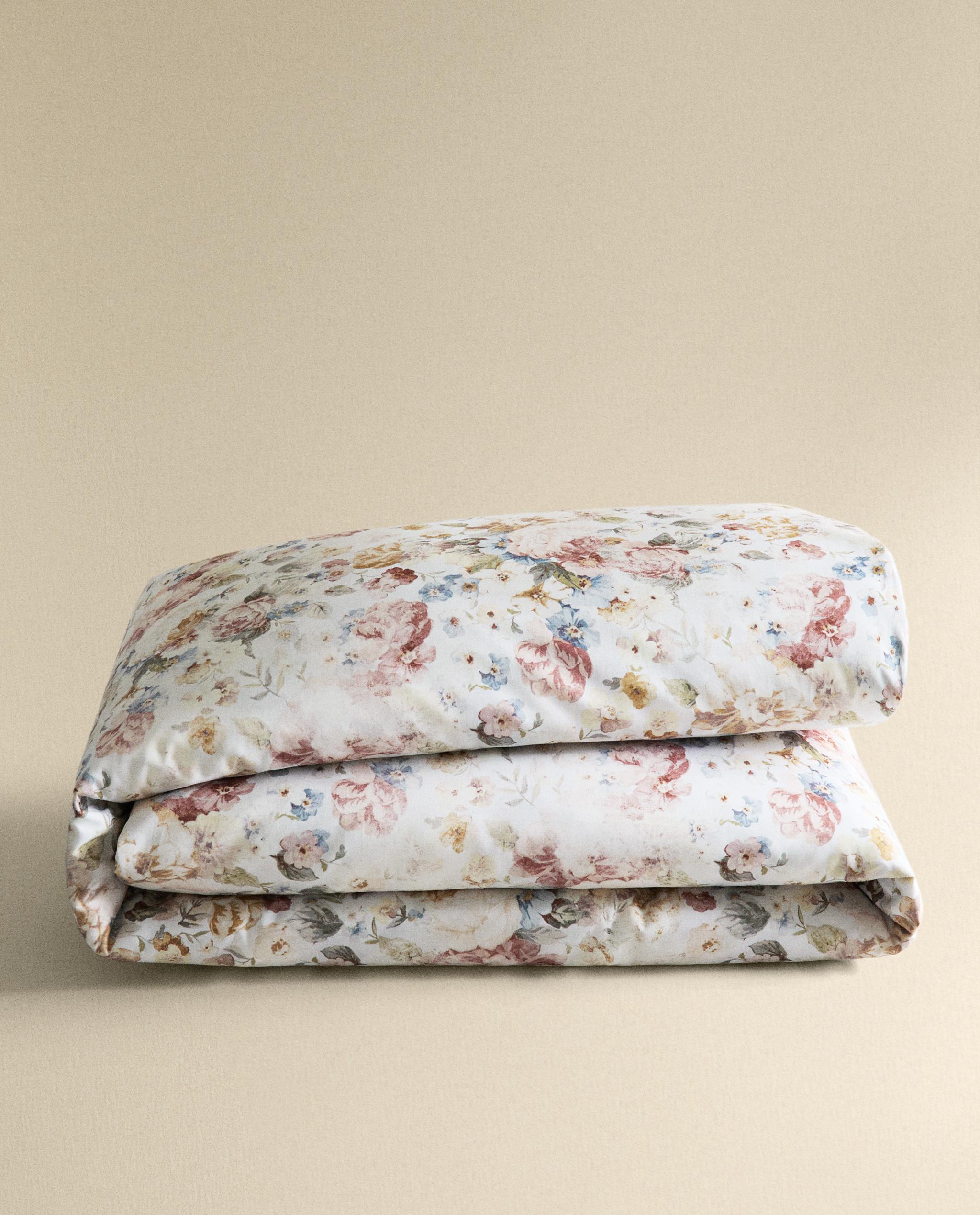 ザラホーム 150×220cm 掛け布団カバー 花柄 フラワープリント サテン デュべカバー | Zara Home 日本/Japan