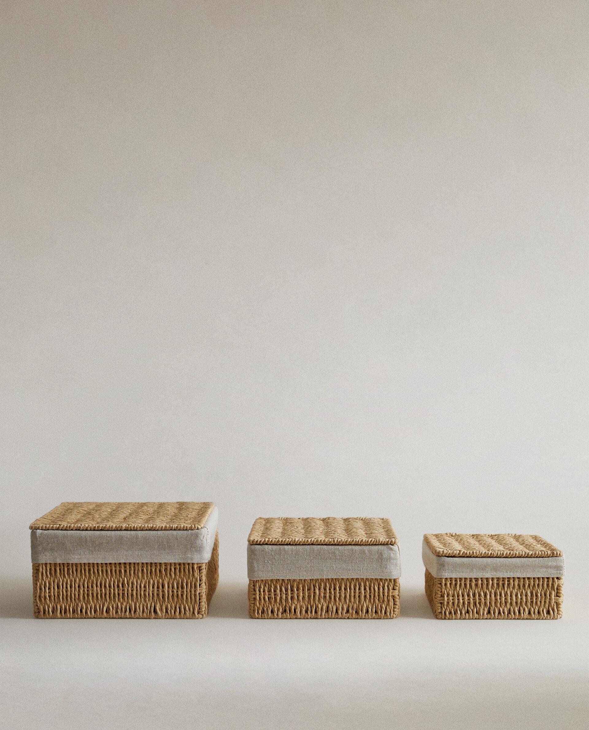 コットンライナー付きフタ付きバスケット | Zara Home 日本/Japan