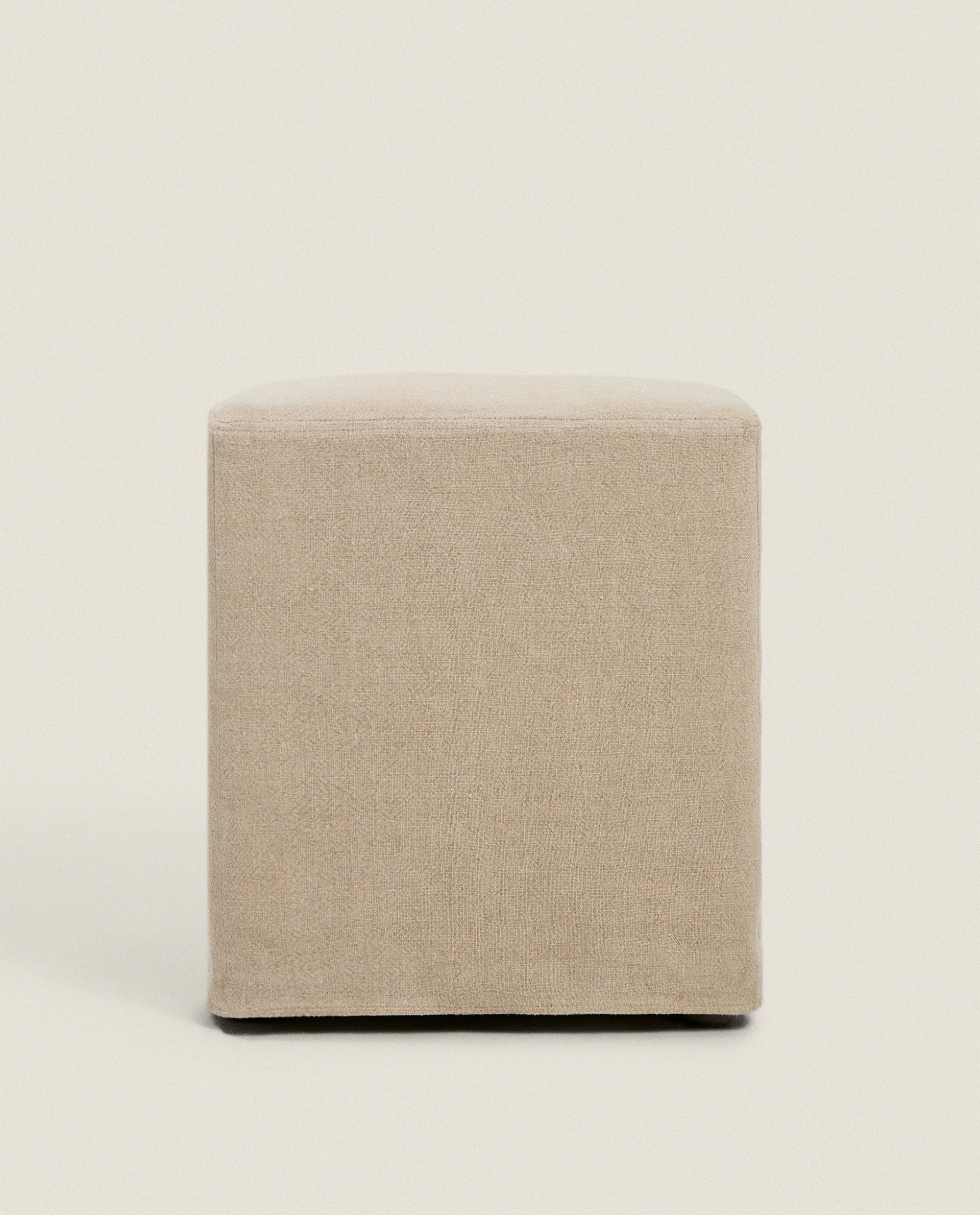 LINEN POUF STOOL