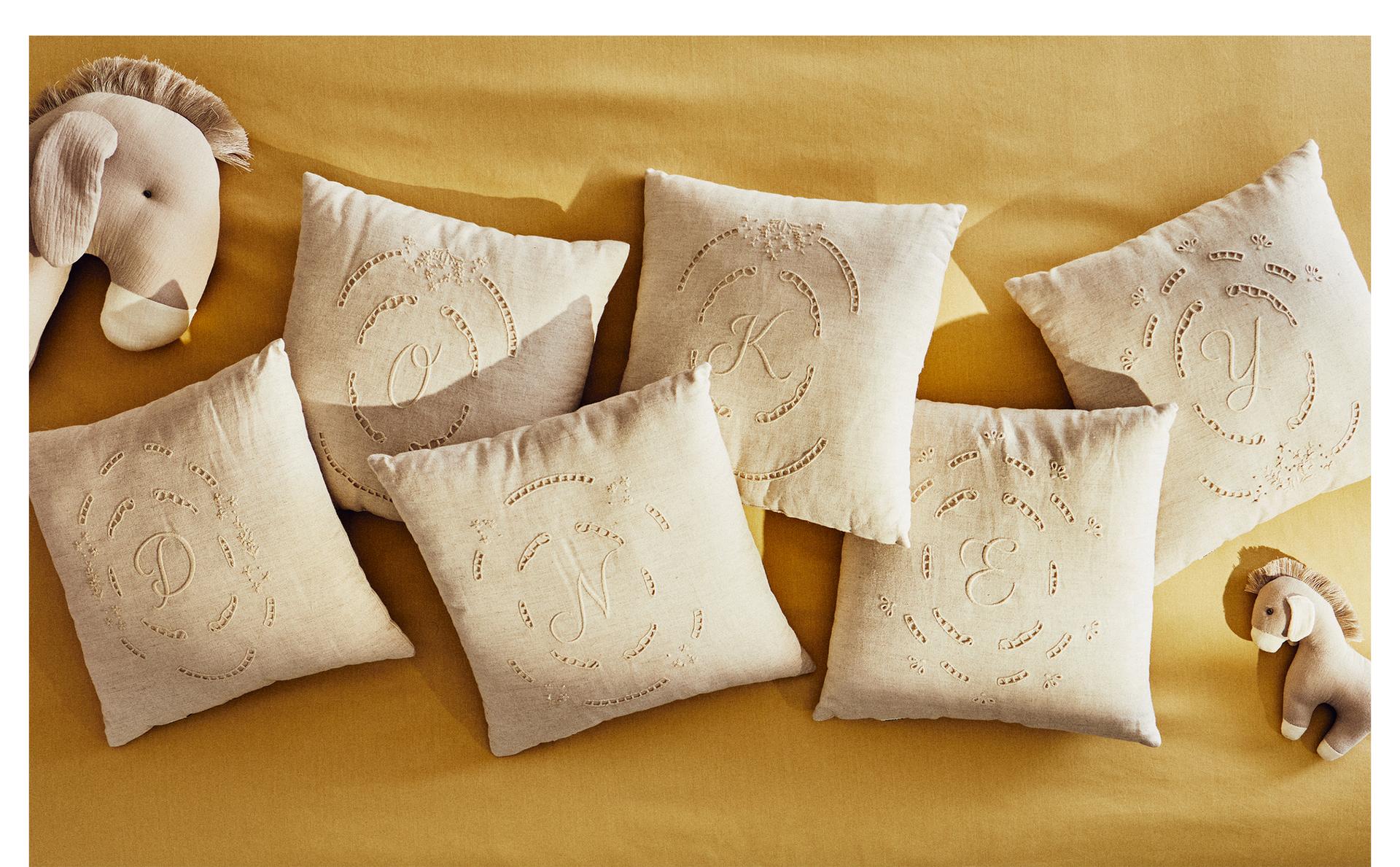 CHILDREN’S EMBROIDERED INITIAL CUSHIONS