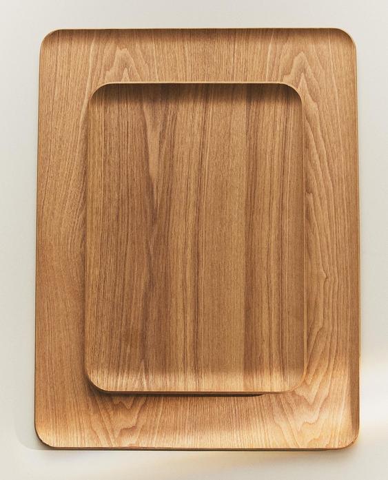 ถาดไม้กันลื่นทรงสี่เหลี่ยม