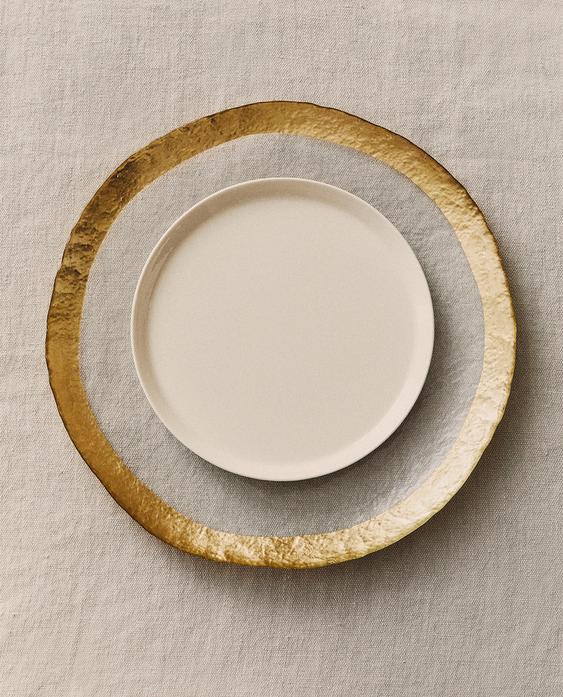 GLASS SERVICE PLATE WITH RIM