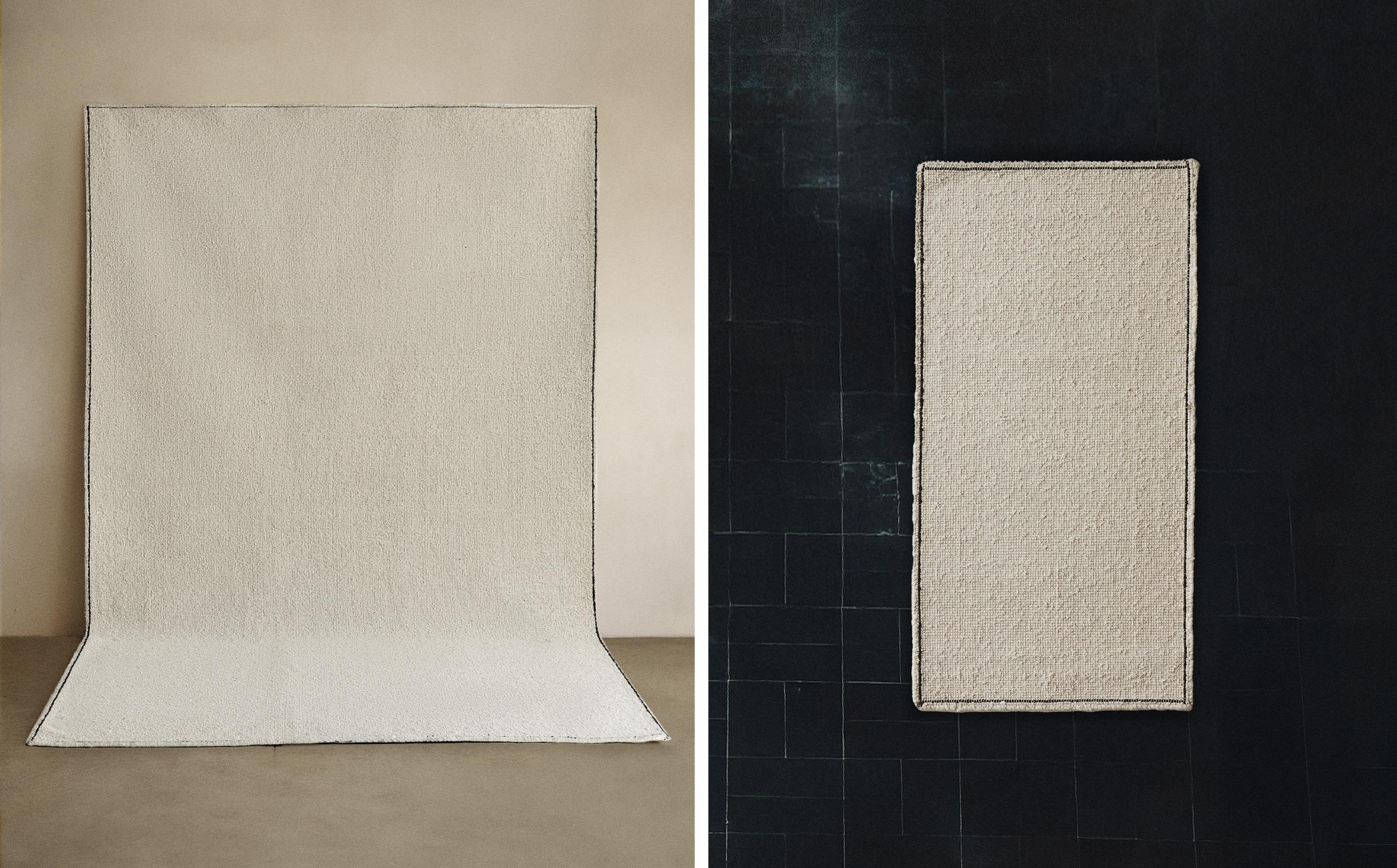 RECTANGULAR BOUCLÉ WOOL RUG