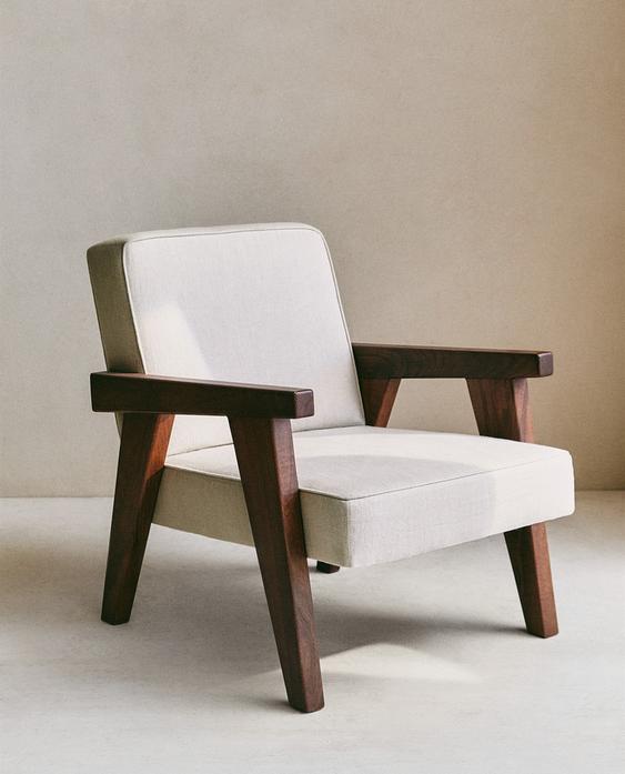 ZARA HOME BY BLASCO UPHOLSTERED WALNUT ACCENT CHAIR