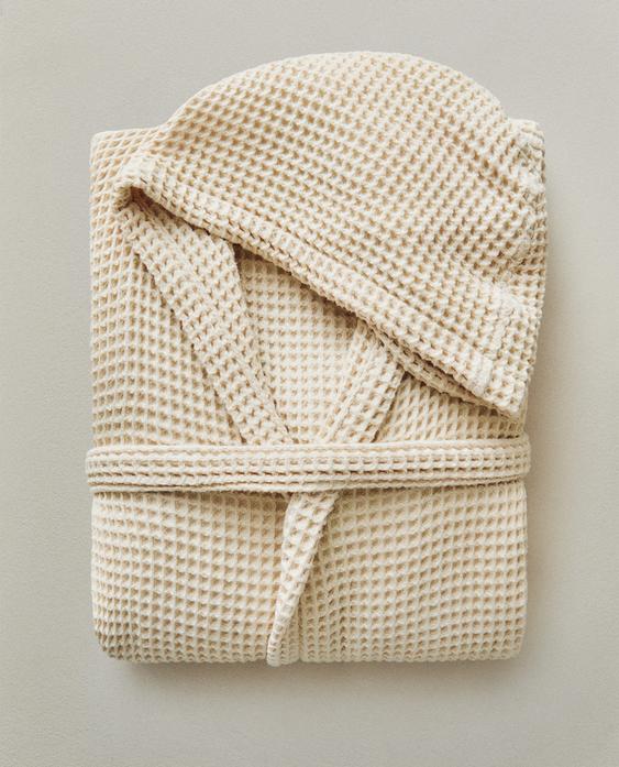 COTTON WAFFLE-TEXTURE BATHROBE COTTON WAFFLE-TEXTURE BATHROBE