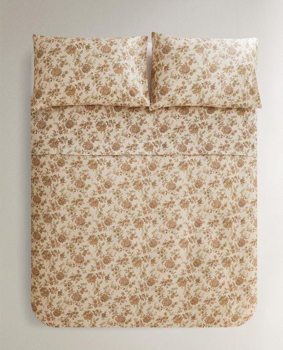 ПОДОДЕЯЛЬНИК ИЗ САТИНА С ЦВЕТОЧНЫМ ПРИНТОМ