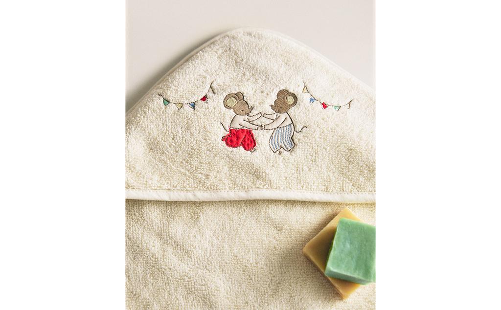 TOALLA BAÑO INFANTIL CAPUCHA RATONCITOS