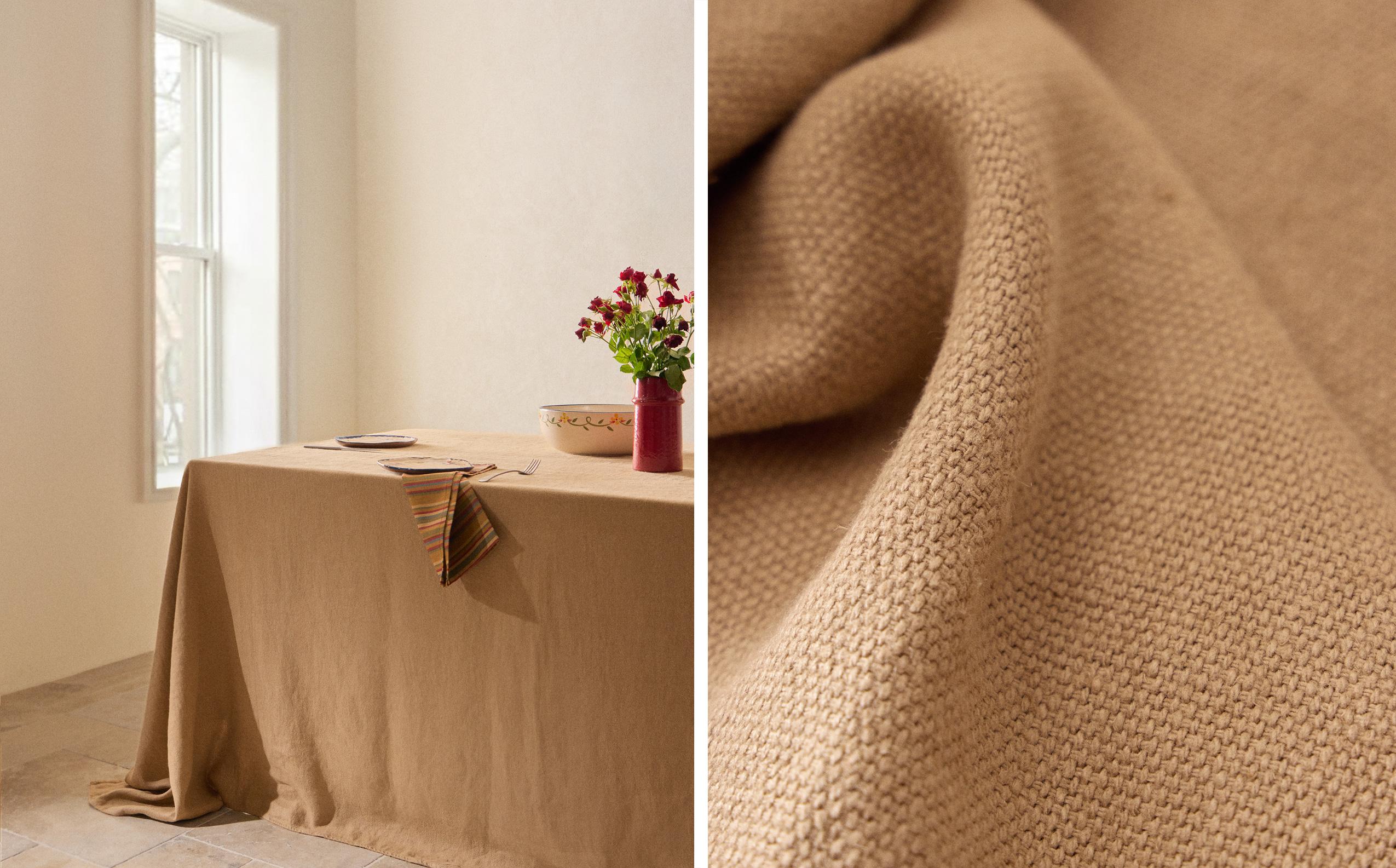 未使用品】ZARAHOME リネンジャカード織 テーブルクロス