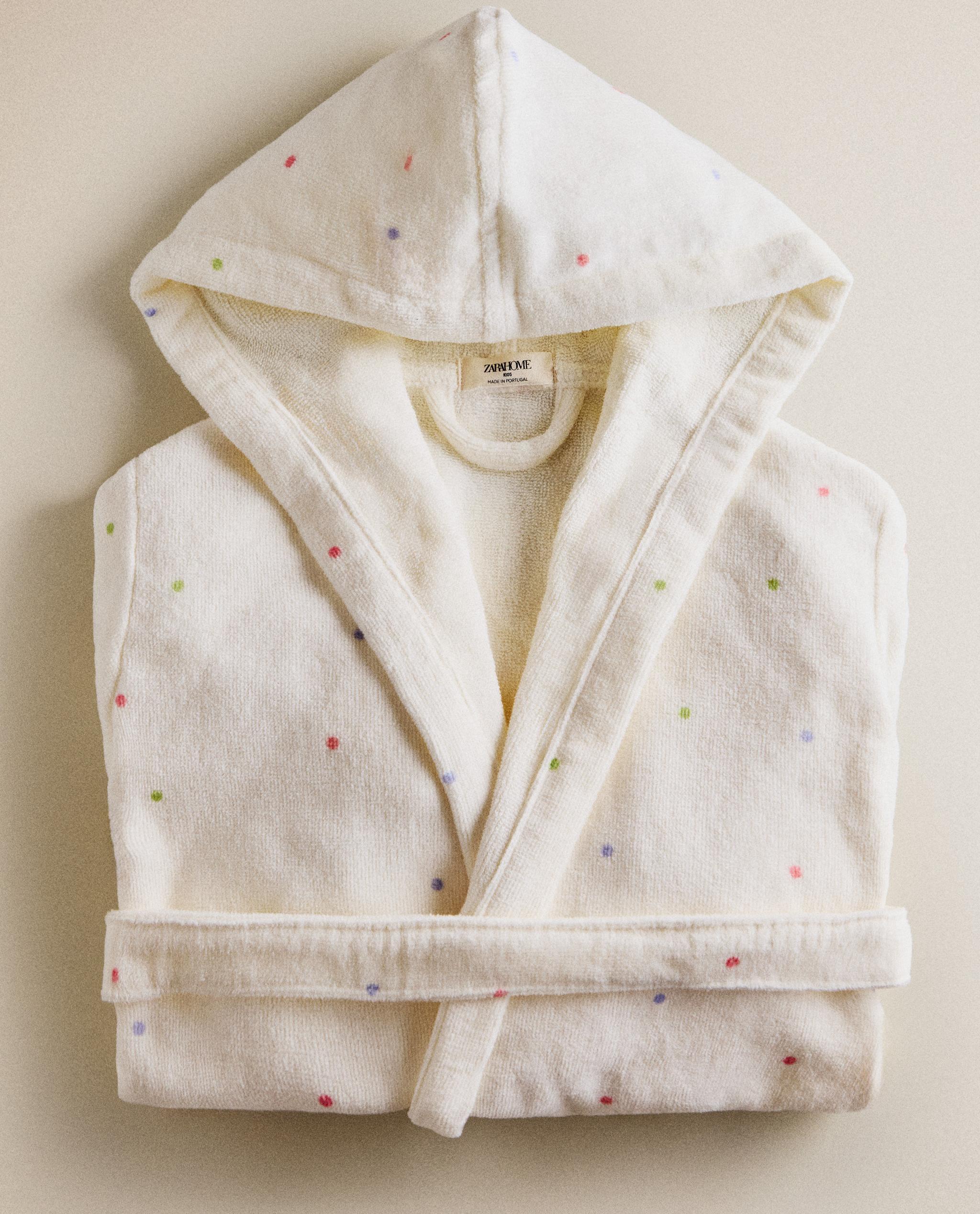 KIDS' VELOUR POLKA DOT BATHROBE product thumbnail 7