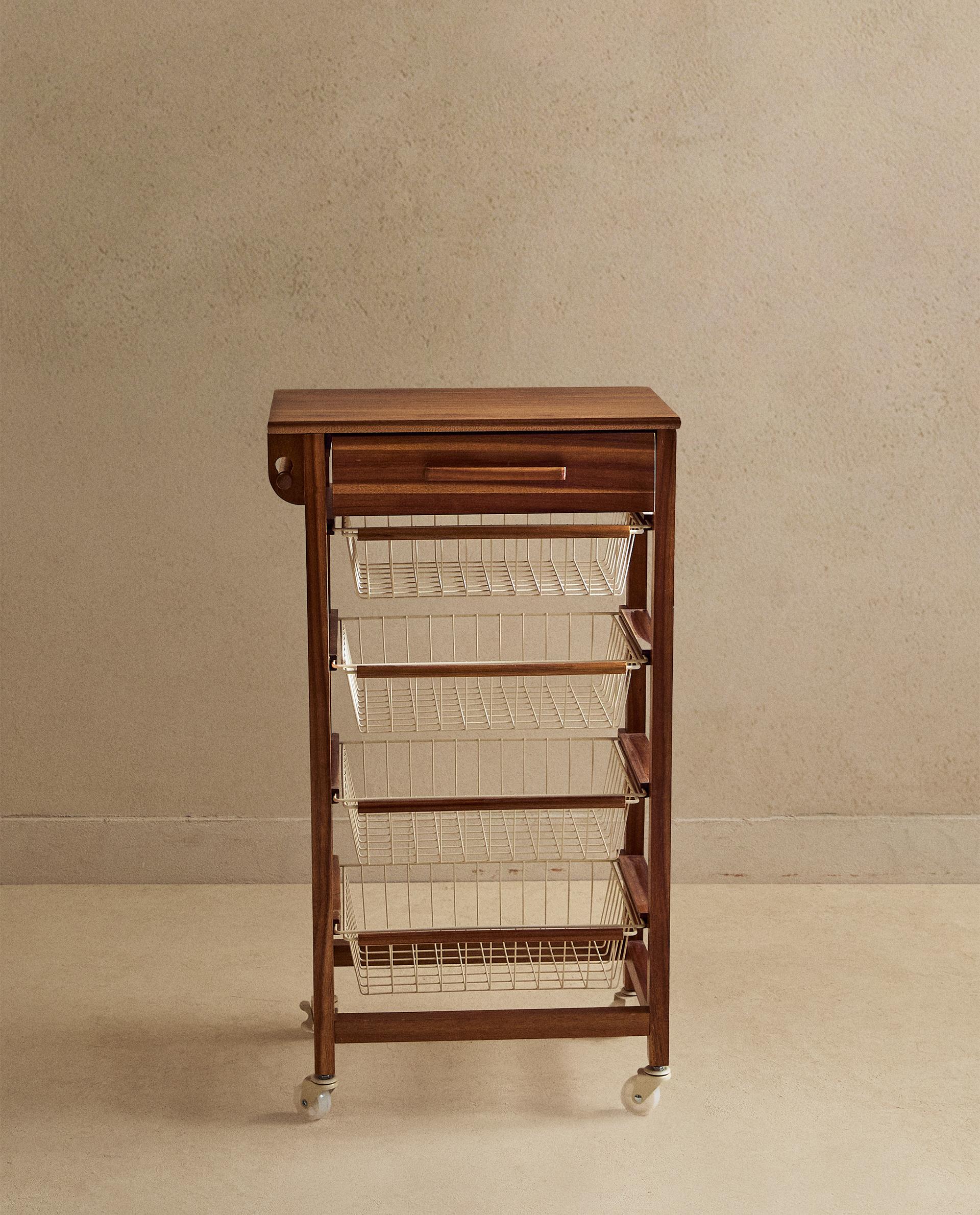 MUEBLE ALMACENAJE MADERA Y METAL RUEDAS | Zara Home México