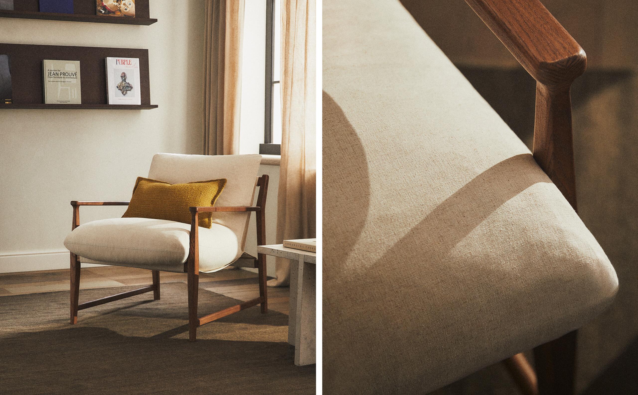 ウッド＆カバー取り外し可能クッションアームチェア | Zara Home 日本