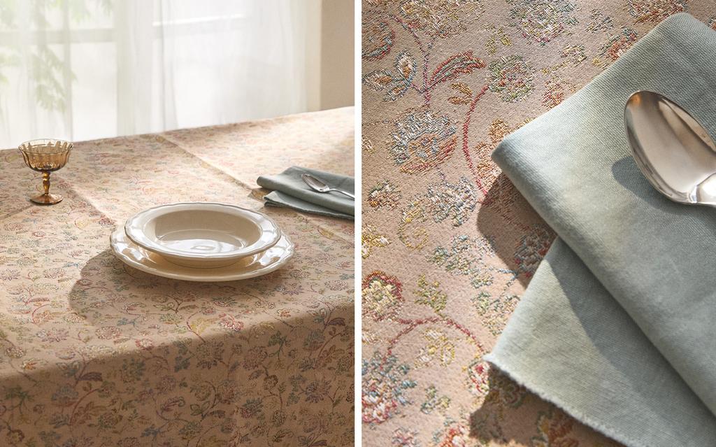 TISCHDECKE MIT JACQUARDBLUMEN