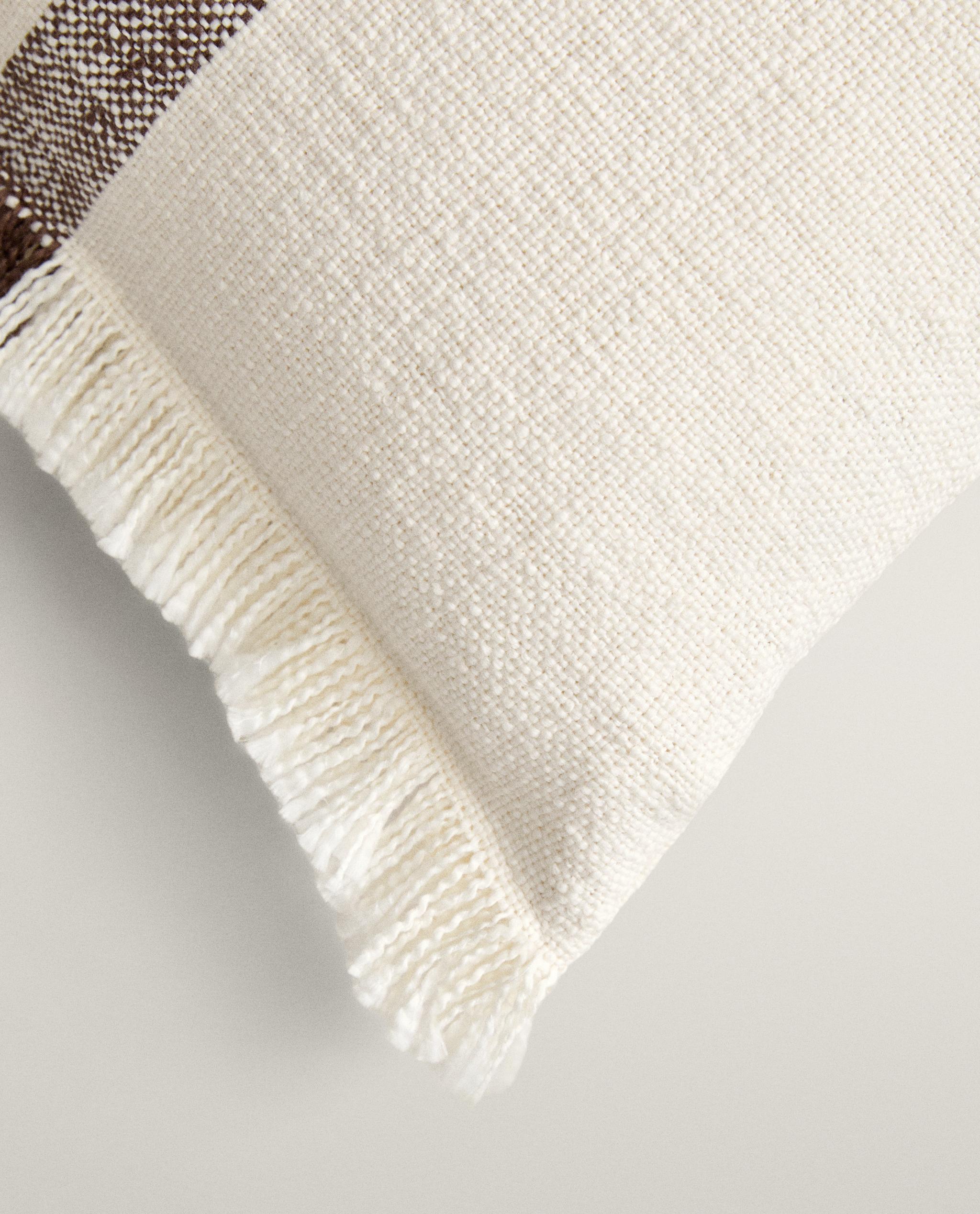 STRIPED CUSHION COVER WITH FRINGING