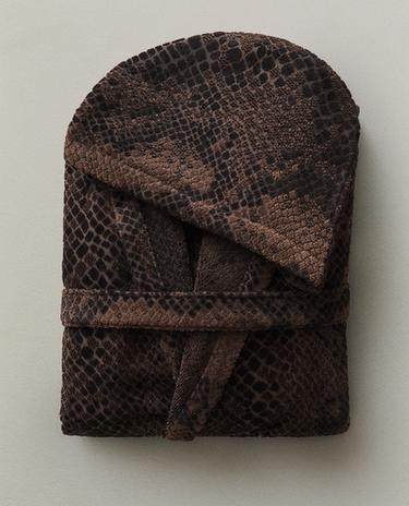 ANIMAL PRINT VELOUR BATHROBE