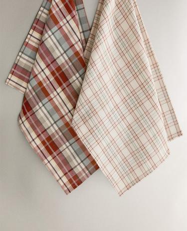 CONJUNTO DE PANOS DE PRATO DE ALGODÃO XADREZ IRREGULARES (CONJUNTO DE 2)