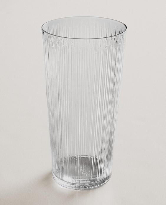 GLASS VASE WITH RAISED DESIGN
