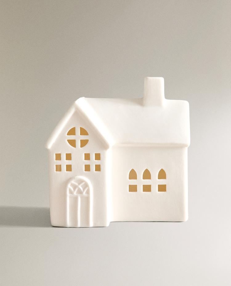 STONEWARE LIGHT-UP HOUSE CHRISTMAS DECORATION