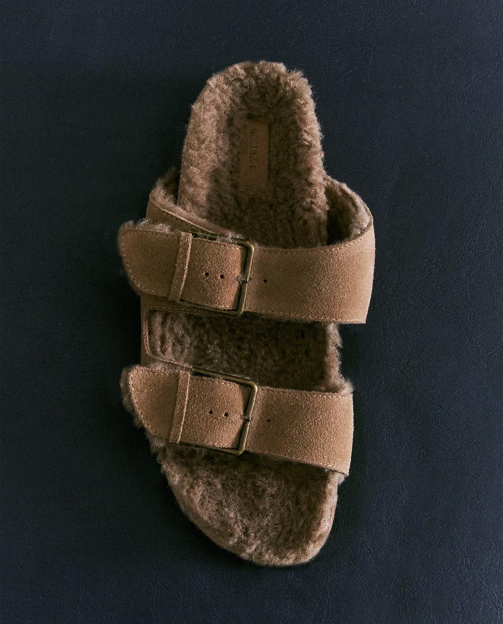 WARME DOPPELSCHNALLEN-VELOURSLEDER-SANDALE