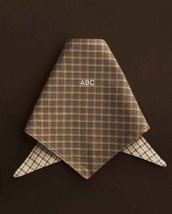 BANDANA COTON LIN CARREAUX ANIMAUX DE COMPAGNIE