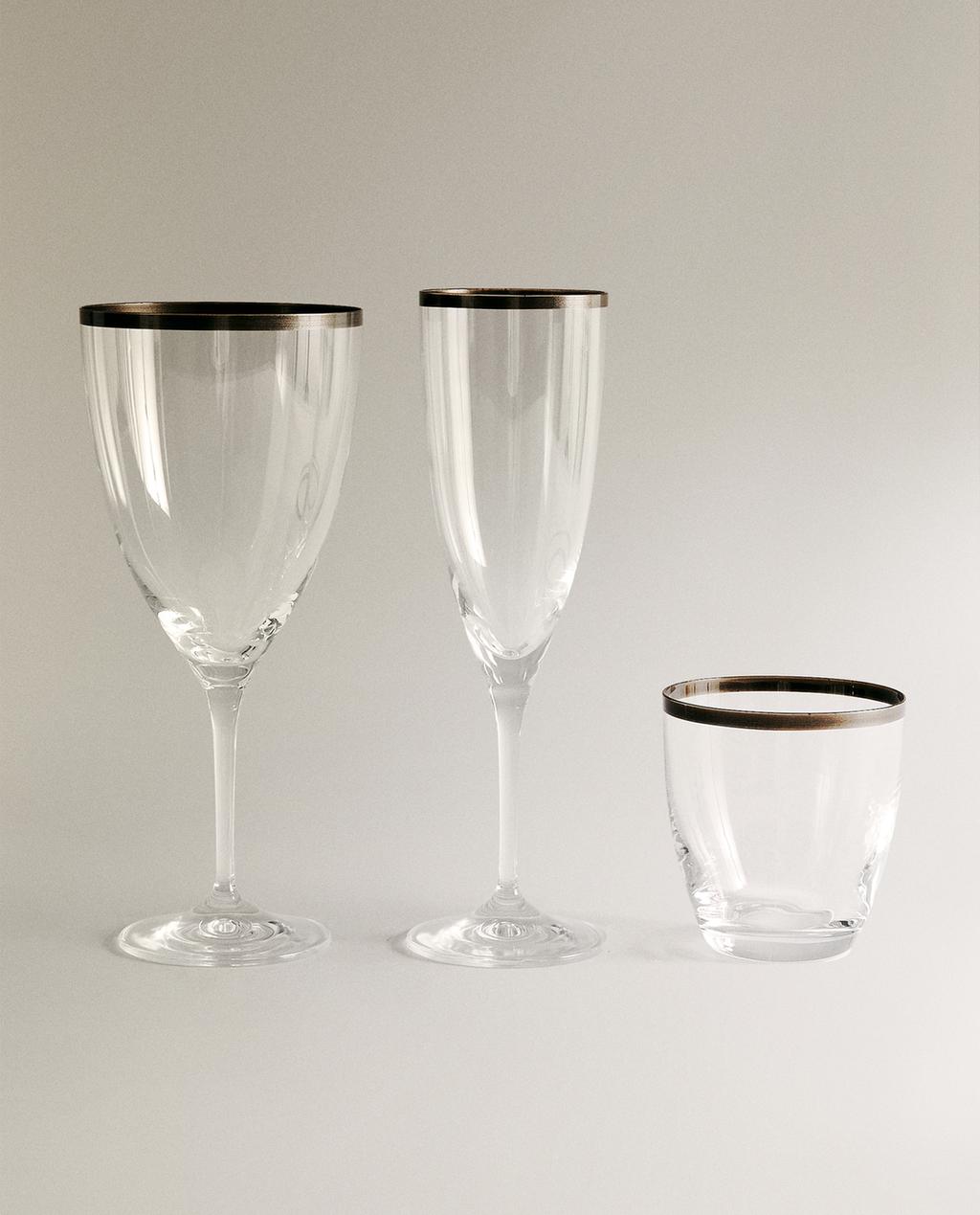 CHRISTMAS METAL EDGE GLASSWARE SET