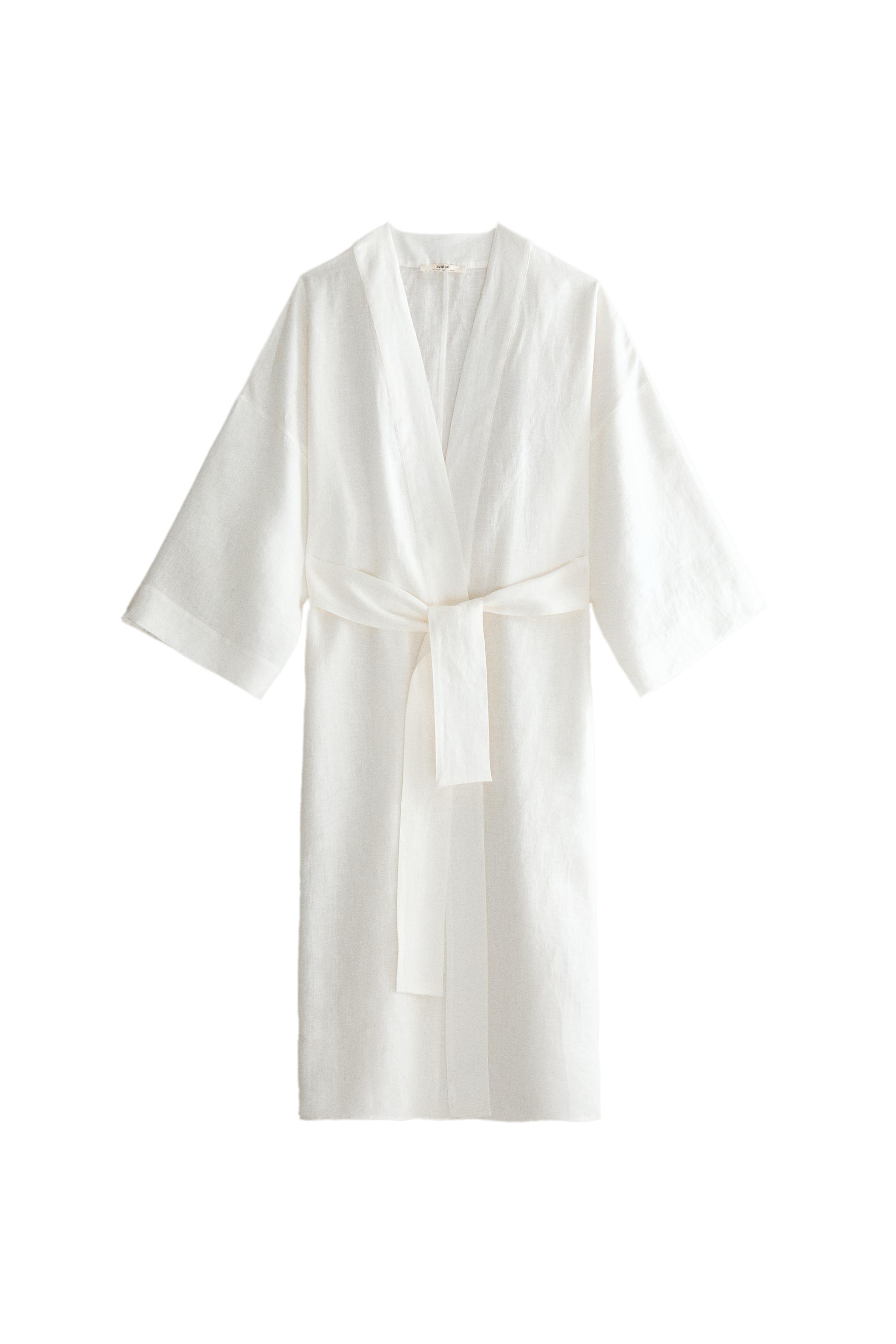 LINEN ROBE WITH BELT | Zara Home United States of America