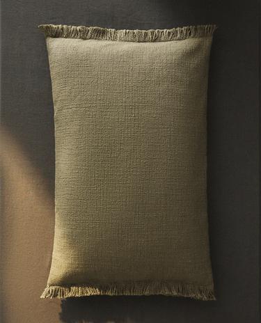 FRINGED THROW PILLOW COVER