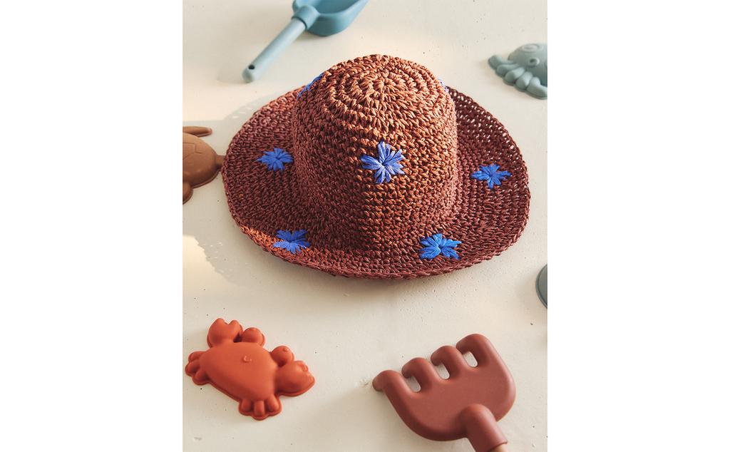 KIDS' FLORAL PAPER BEACH HAT